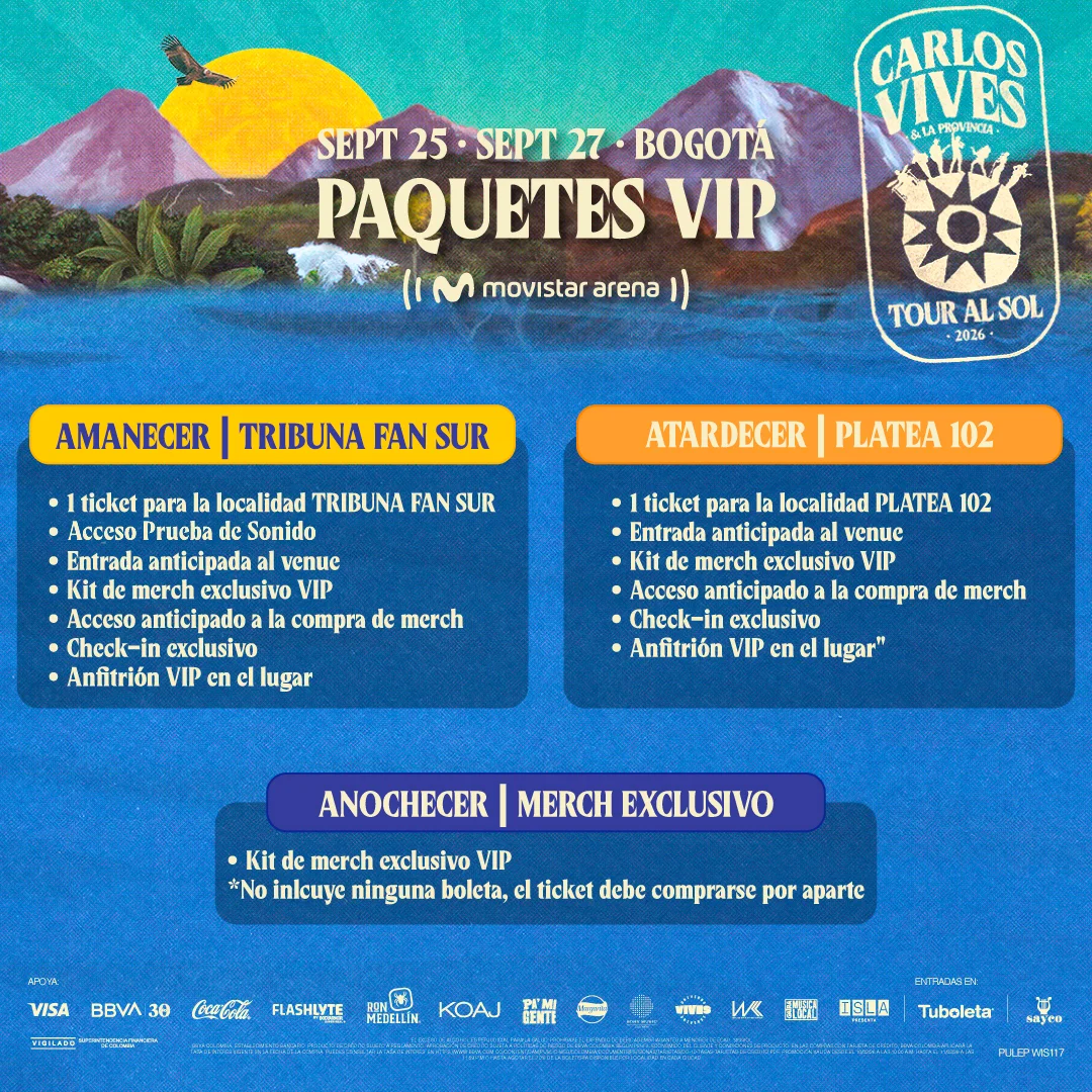 Paquetes VIP Carlos Vives